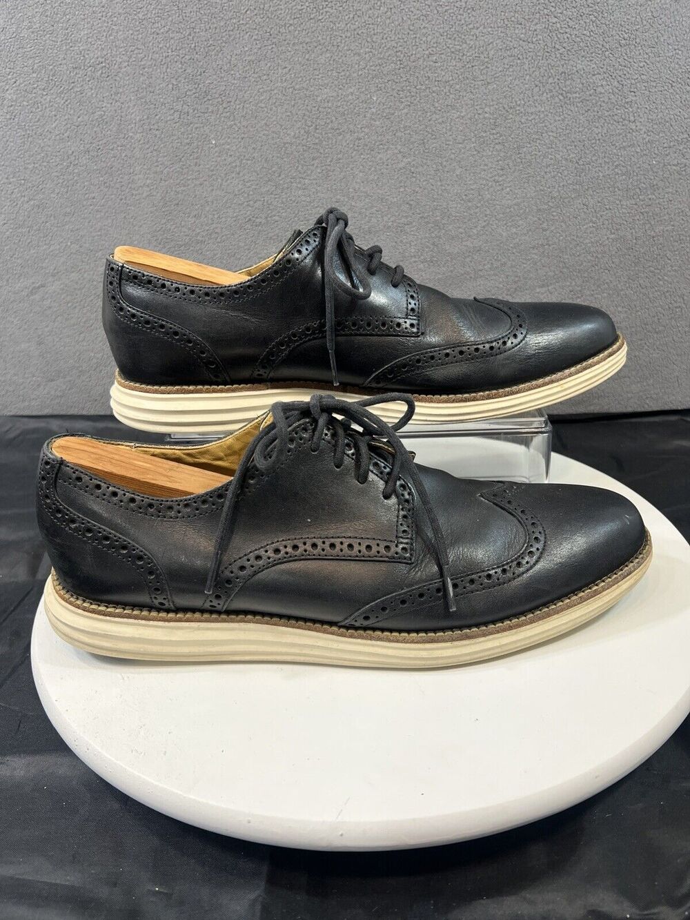 Cole Haan Lunar Grand Oxford Wing Tip Loafers Mens SZ 11.5 Lace Up Leather Black